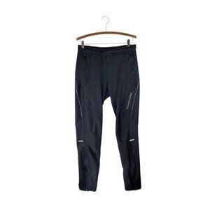 Showers Pass Fleece Lined Track Pants Black Reflective Leg Zipper Mens Medium